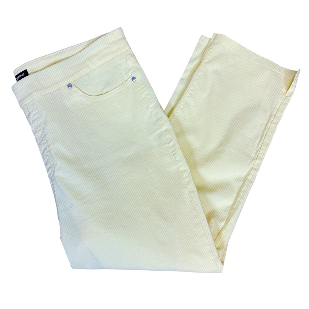 Mario Serrarini Italy Yellow and White Striped Cropped Pants Size L